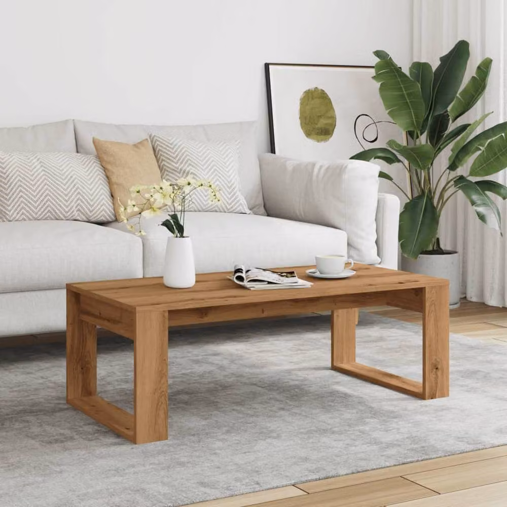 Berkfield Home Artisan Oak Coffee Table in Brown, W/D/H: 102 x 50 x 35 cm – 2