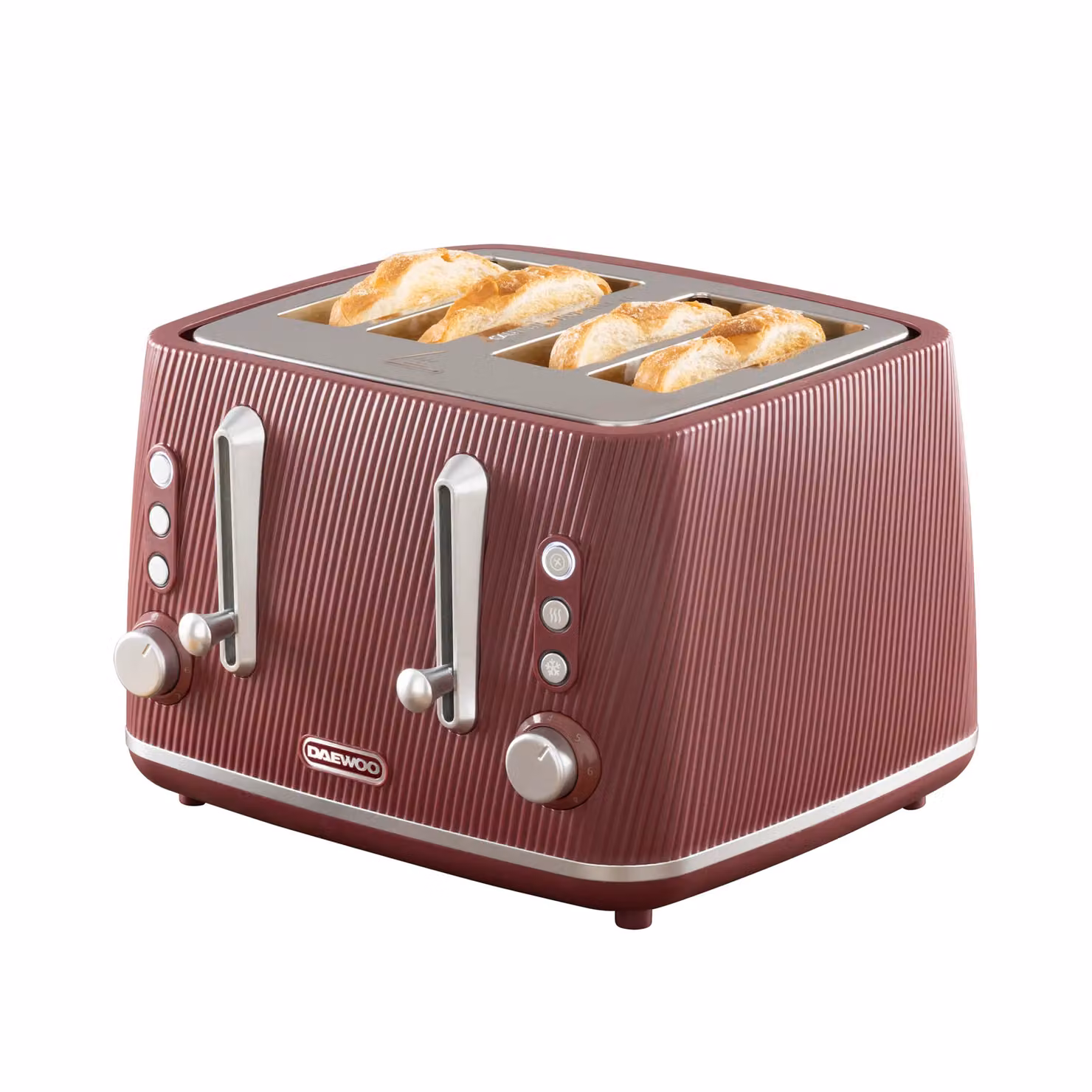 Daewoo Cascade 4-Slice Toaster with Ridge Textured Finish in Red – 3