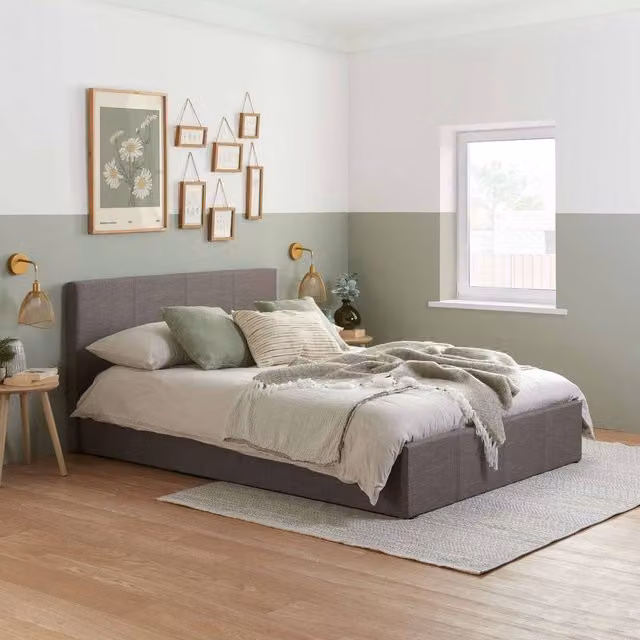 Birlea Berlin Grey Velvet Fabric Ottoman Storage Bed Frame, King Size 180 x 200 cm