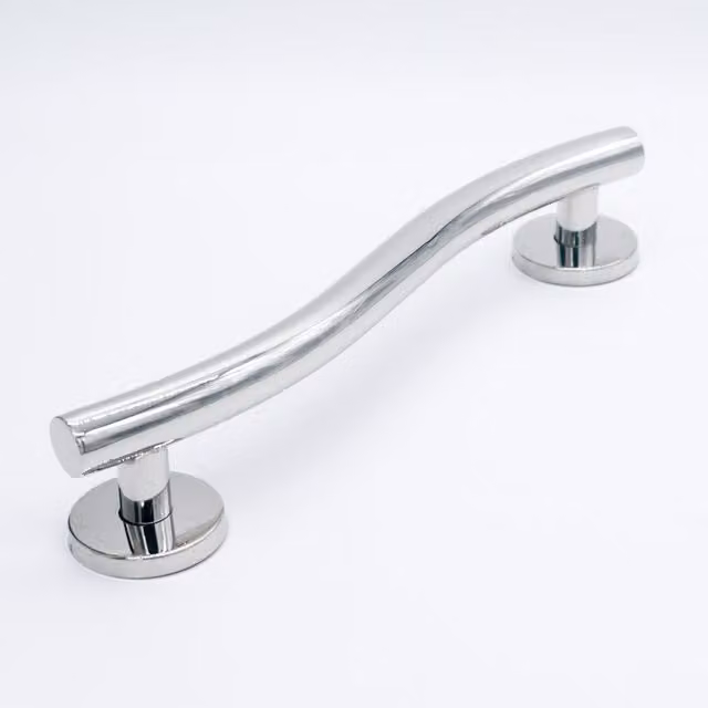 Rothley Polished Curled Grab Rail, Silver, Length: 45.7 cm
