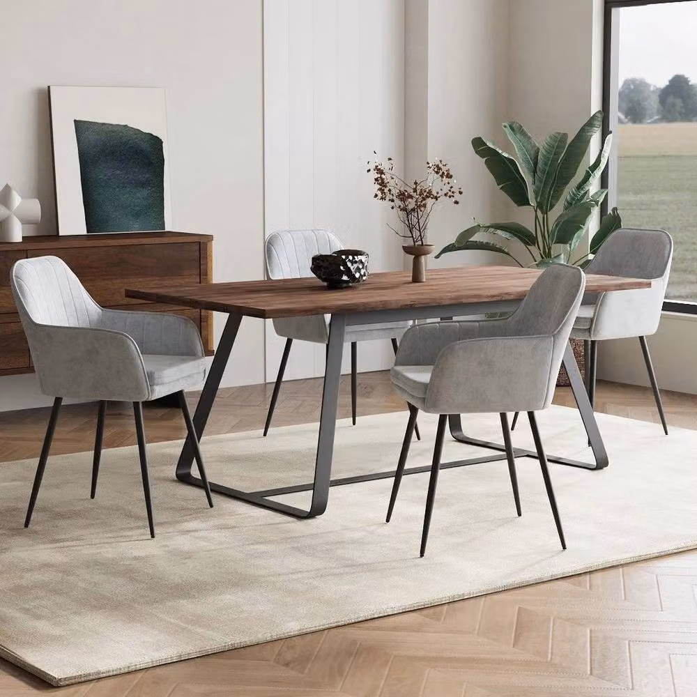 KORVIXA Set of 2 Grey Velvet Modern Dining Chairs with Metal Frame and Height: 100 cm – 4