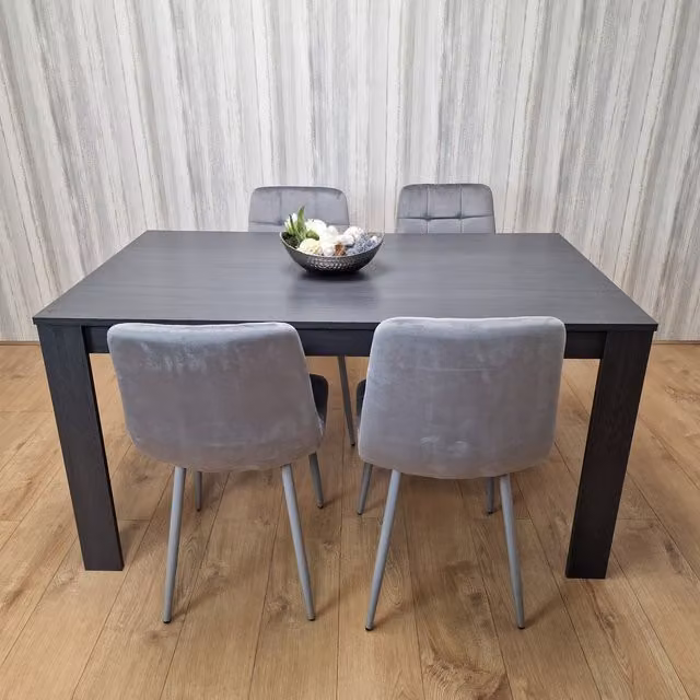Kosy Koala Modern Grey Rectangular Dining Table Set with 4 Chairs