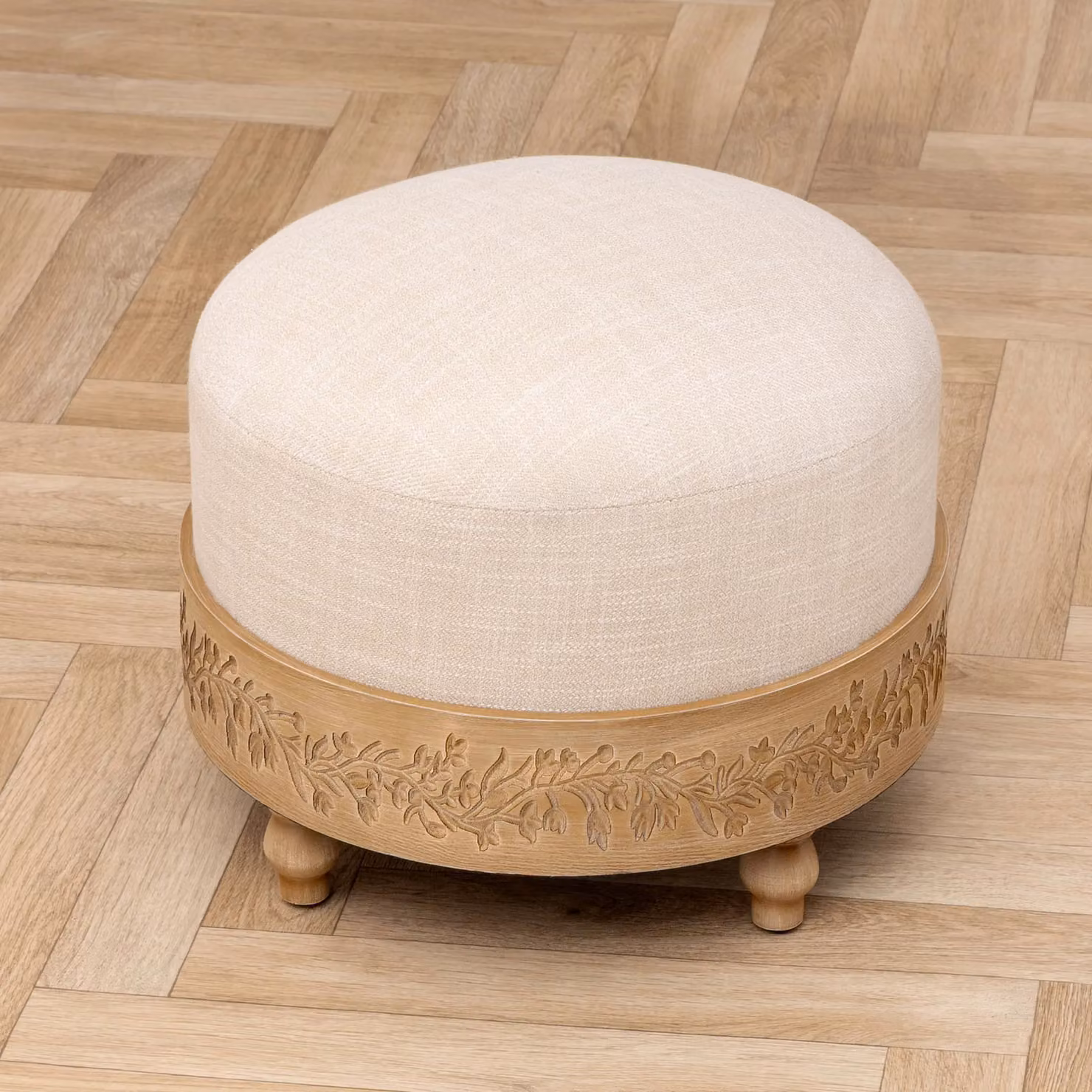 Voyage Maison Mabel Floral Wooden Footstool in Beige – 4