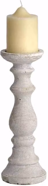 Lemon Pavilion Furniture and Decor Antique Stone Pillar Candle Holder in Beige and White, W: 11 cm, D: 11 cm, H: 30 cm