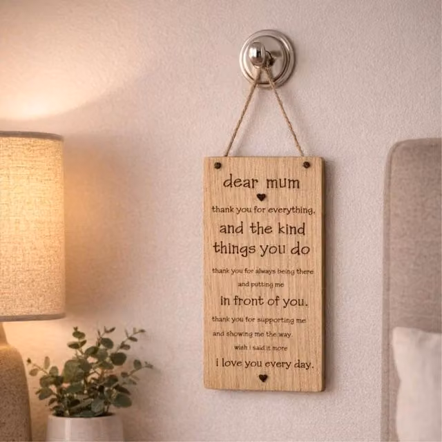 Marco Paul Wooden Thank You Mum Hanging Plaque in Beige and Brown – 2