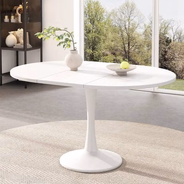 ModernLuxe Extendable Oval Dining Table in White – 1
