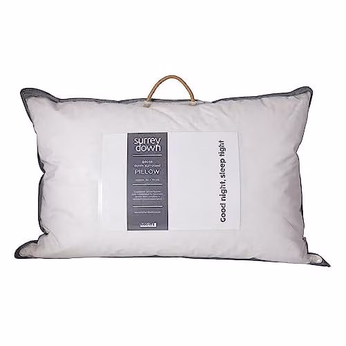 Surrey Down White Goose Down Surround Pillow with Firm Support and Allergy Friendly Cotton Cover
