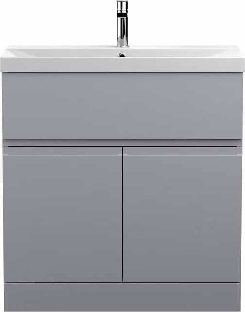 Balterley Mavesyn 2 Door 1 Drawer Vanity Basin Unit, Satin Grey, Width: 80 cm