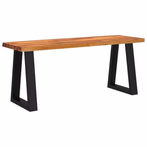 vidaXL Industrial Acacia Wood Bench with Live Edge and Metal Legs, Brown, W: 110 cm, D: 45 cm, H: 35 cm – 1