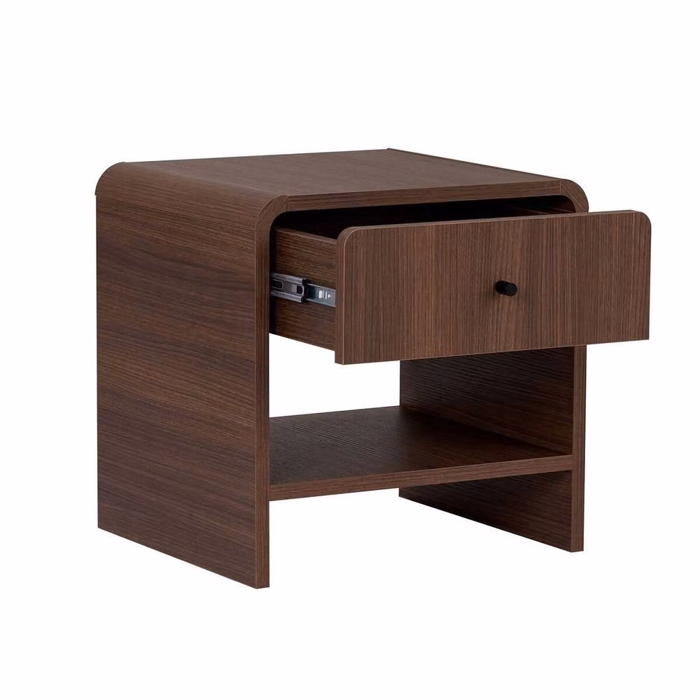 CALICOSY Bedside Table with 1 Drawer and 1 Niche in Walnut, W: 45 cm, D: 40 cm, H: 45 cm – 2