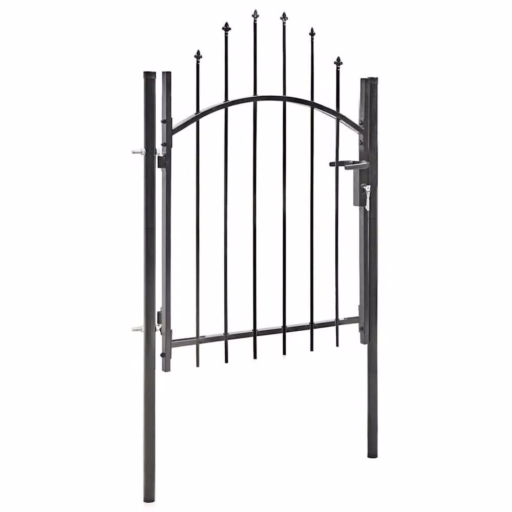 Berkfield Home Elegant Steel Swing Garden Gate, Black, W: 1.5 m, H: 1 m