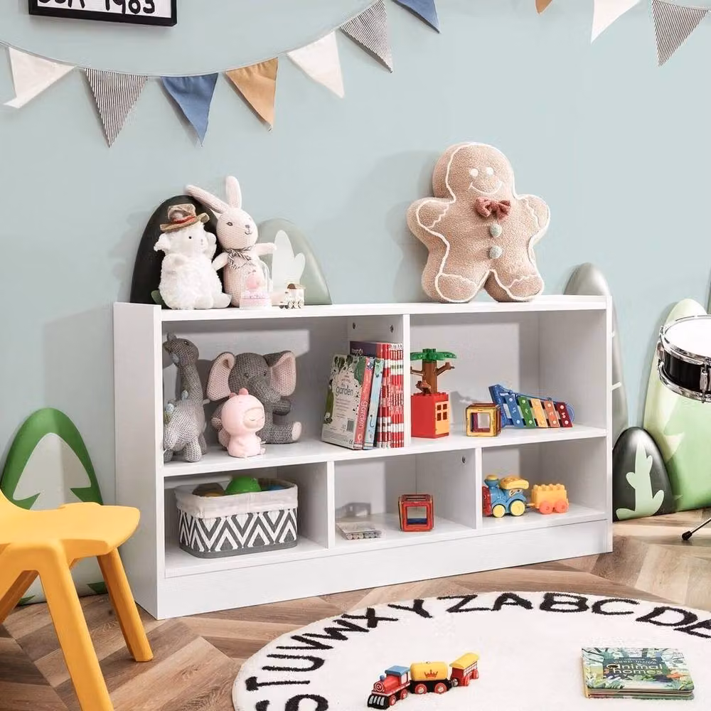 Kelvenix 5-Cubby Wooden Storage Shelf Unit in White – 3