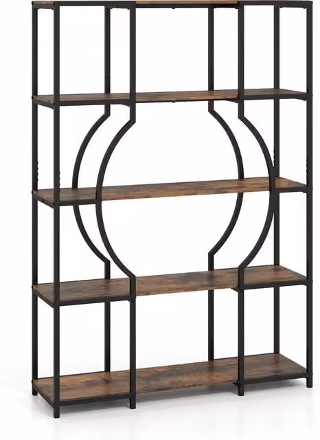 Costway 5 Tier Industrial Geometric Display Shelf in Brown