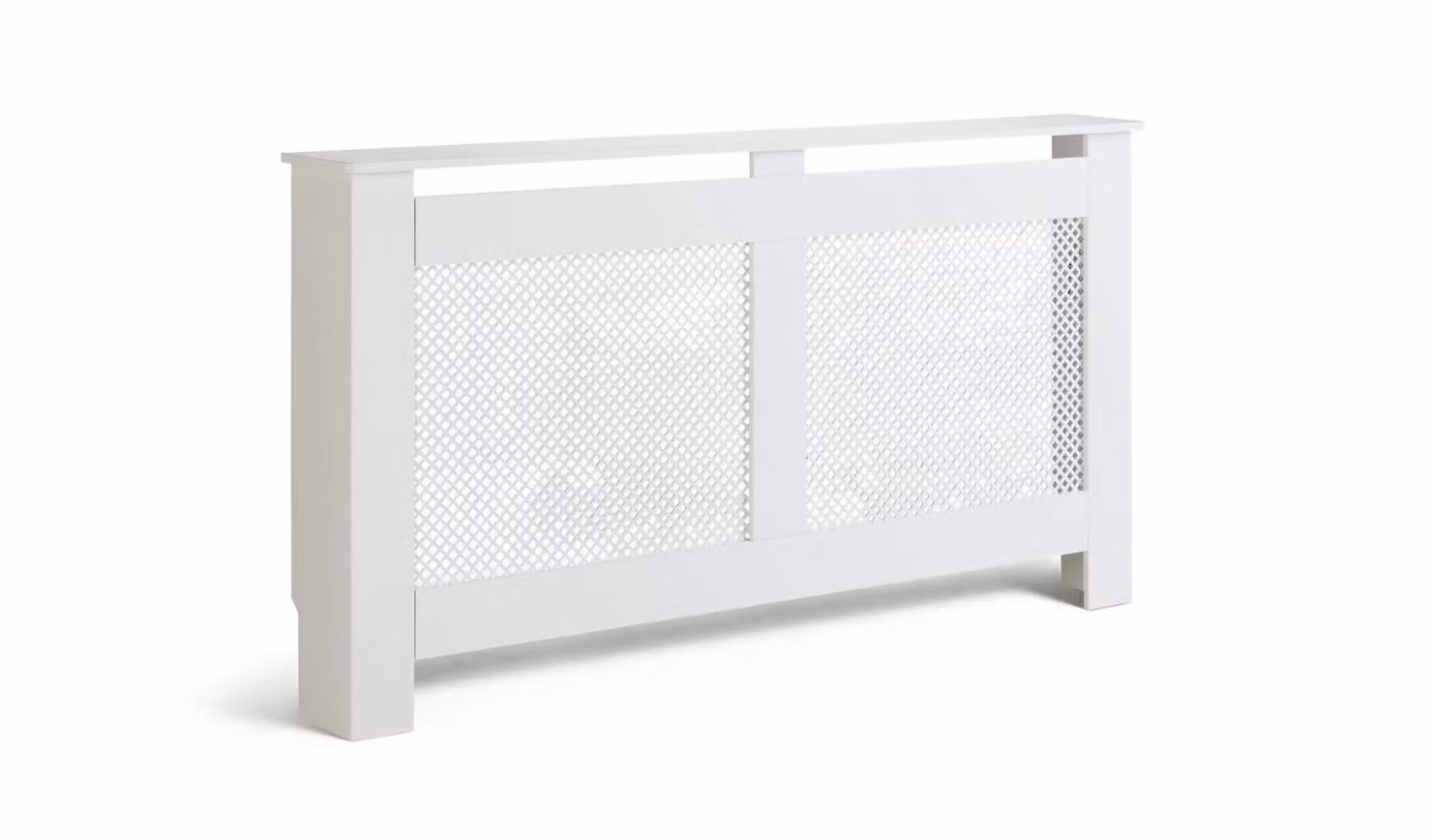 Odell Large Modern White Radiator Cover Geometric MDF Heating Cabinet W: 150 cm, H: 81.5 cm, D: 19 cm