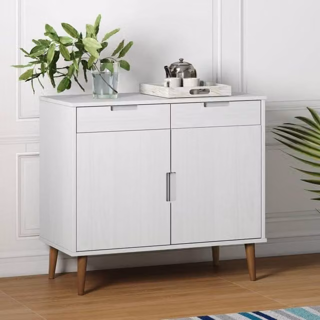 Berkfield Home MOLDE White Solid Wood Pine Sideboard, W/D/H: 90 x 40 x 80 cm – 1