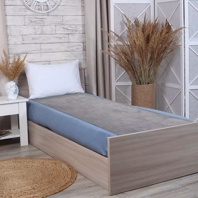 Livingandhome White and Grey Flannel Electric Heated Mattress Pad with Auto Shut-Off