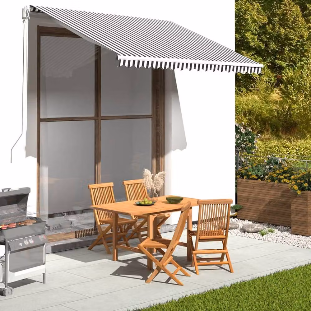 Berkfield Home Replacement Awning Fabric in Black, Anthracite and White, Polyester, W: 3 m, D: 2.5 m – 2