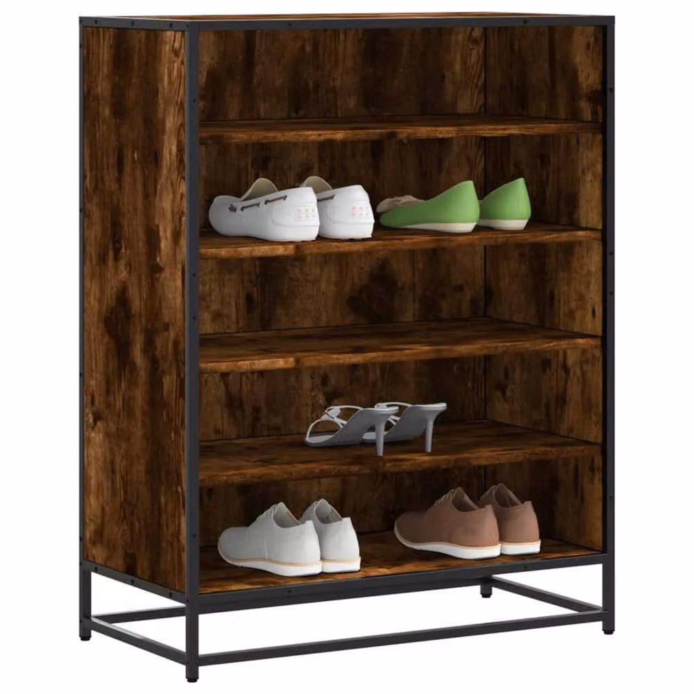 Berkfield Home Smoked Oak Shoe Cabinet in Brown, W/D/H: 75 x 38 x 97.5 cm – 2