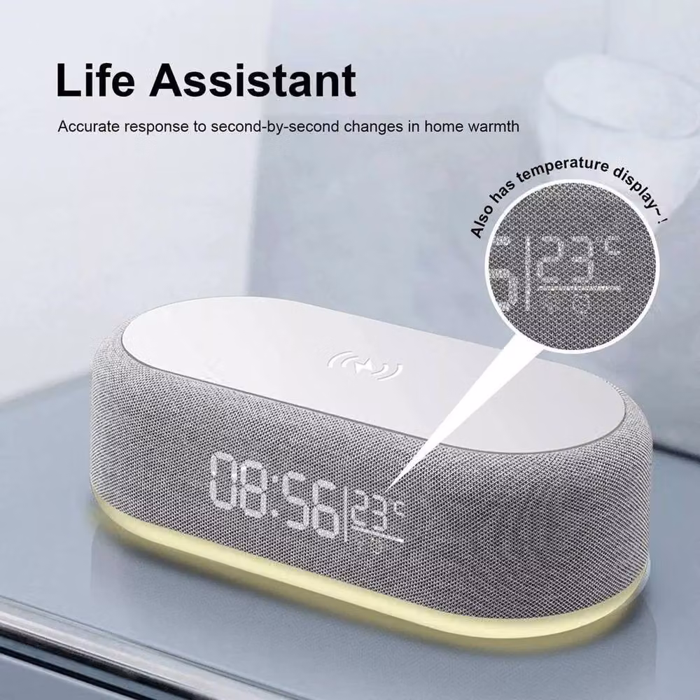NESTLUNE Wireless Charger Dock and Alarm Clock Charging Station, Grey, W: 100 cm, D: 15 cm, H: 15 cm – 3