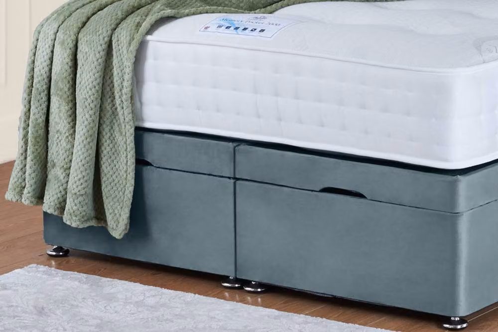 UK Bed Furniture Sunrise End Lift Divan Ottoman Bed with 54 Inch Headboard in Light Blue, W/D/H: 180 x 200 cm – 3