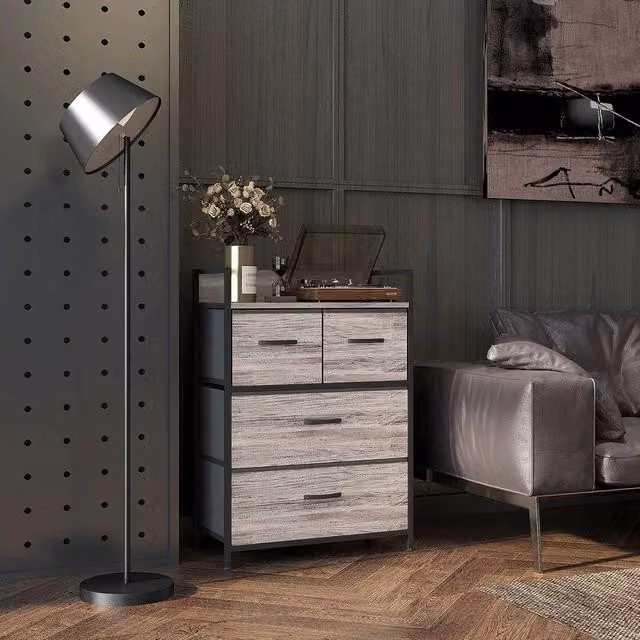 EONLION Grey 4 Drawer Bedroom Chest of Drawers – 1