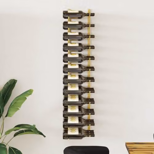 vidaXL Gold Metal Wall Mounted Wine Rack for 36 Bottles – 2