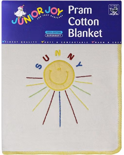 Junior Joy White Cotton Baby Blanket