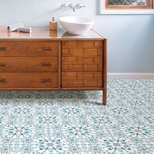 WallPops FP2949 Radiance Blue Self-Adhesive Peel and Stick Floor Tiles, 30.48 x 30.48 cm – 2