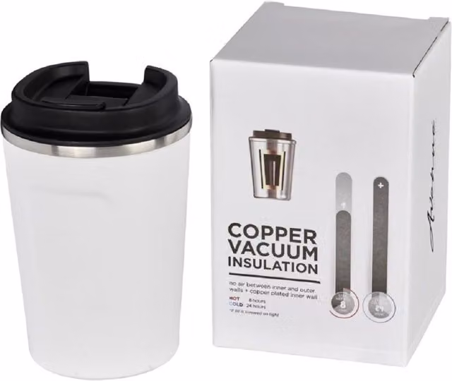 Avenue Thor White Leak-Proof Copper Vacuum Tumbler, 360 ml