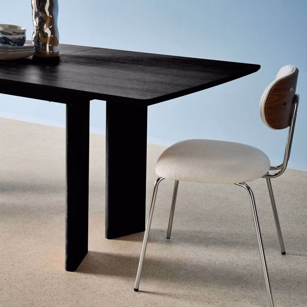 Sweek Black Rectangular Extendable Dining Table with Oak Veneer and Rubberwood, 6-8 Seater, W/D/H: 160 x 90 x 76 cm – 3