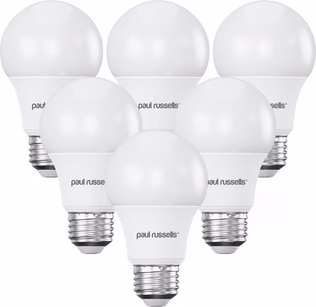 Paul Russells 6 Pack 9W LED GLS E27 Globe Bulbs, Cool White, 6000K