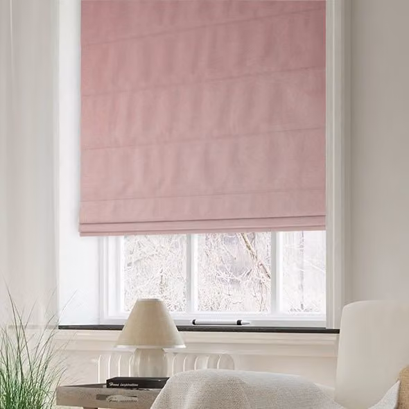 Terrys Clarence Velvet Made to Measure Roman Blind in Shell Pink