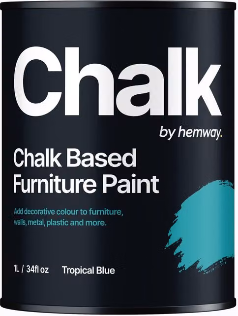 Hemway Chalk Based Furniture Paint in Flat Matt Tropical Blue, 1L