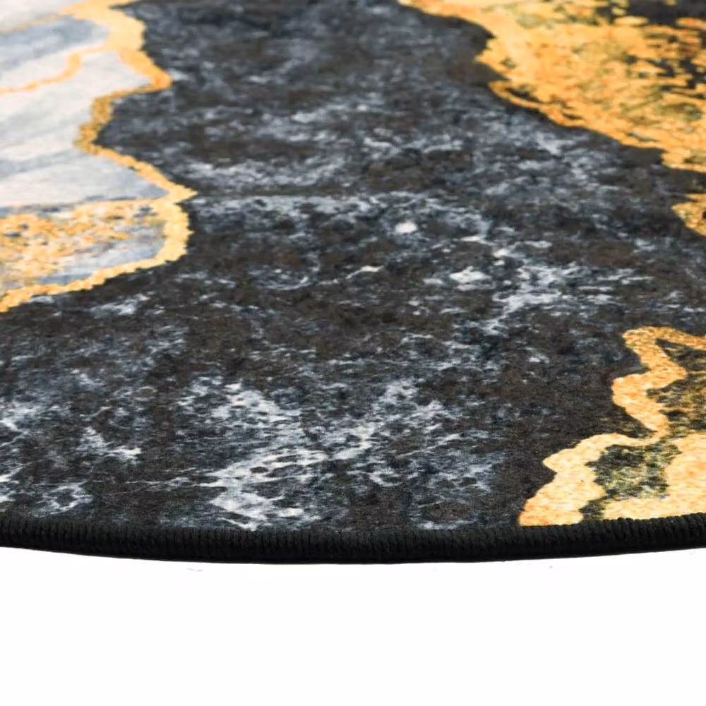 Berkfield Home Washable Abstract Round Rug in Multicolour, Diameter: 120 cm – 2