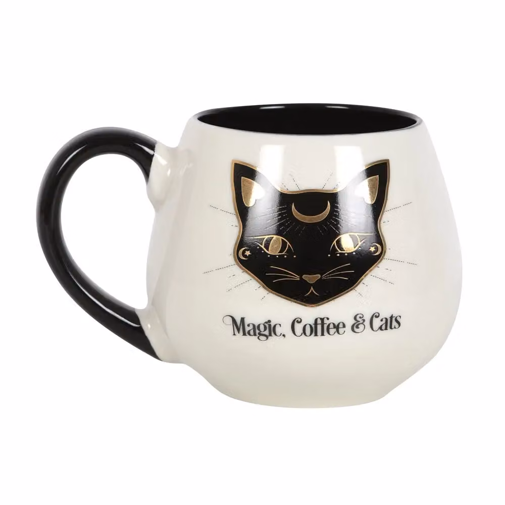 Something Different Magic Coffee and Cats Round Bone China Mug in White – 2