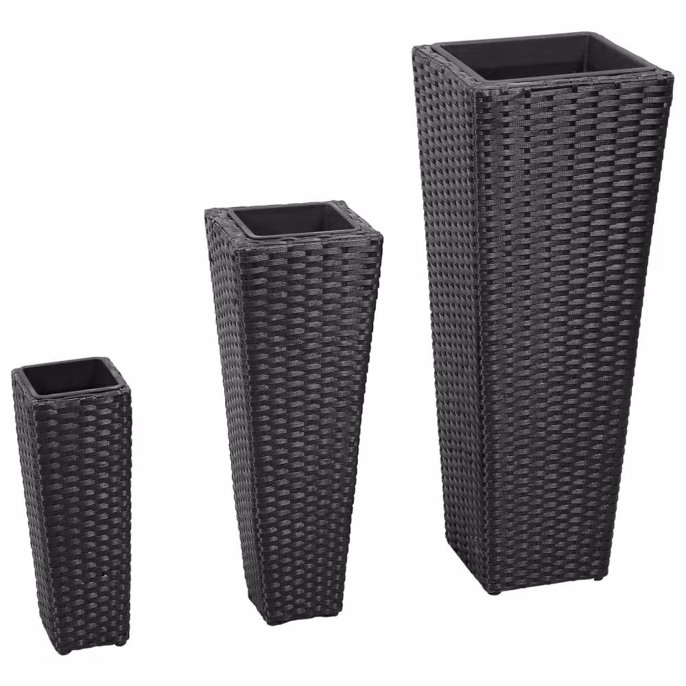 Berkfield Home Garden Set of 3 Black Poly Rattan Raised Beds – 2