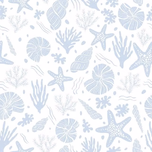 I Love Wallpaper Seastars and Seashells Maritime Wallpaper in Blue