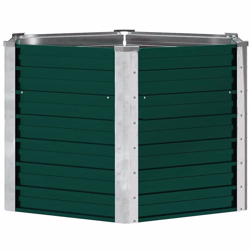 Berkfield Home Garden Green Galvanised Steel Raised Bed W/D/H: 129 x 129 x 77 cm – 2