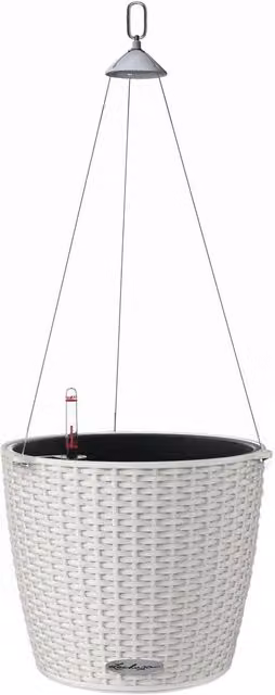 Lechuza Nido Cottage Hanging Basket Planter in Grey and White, Diameter: 27 cm