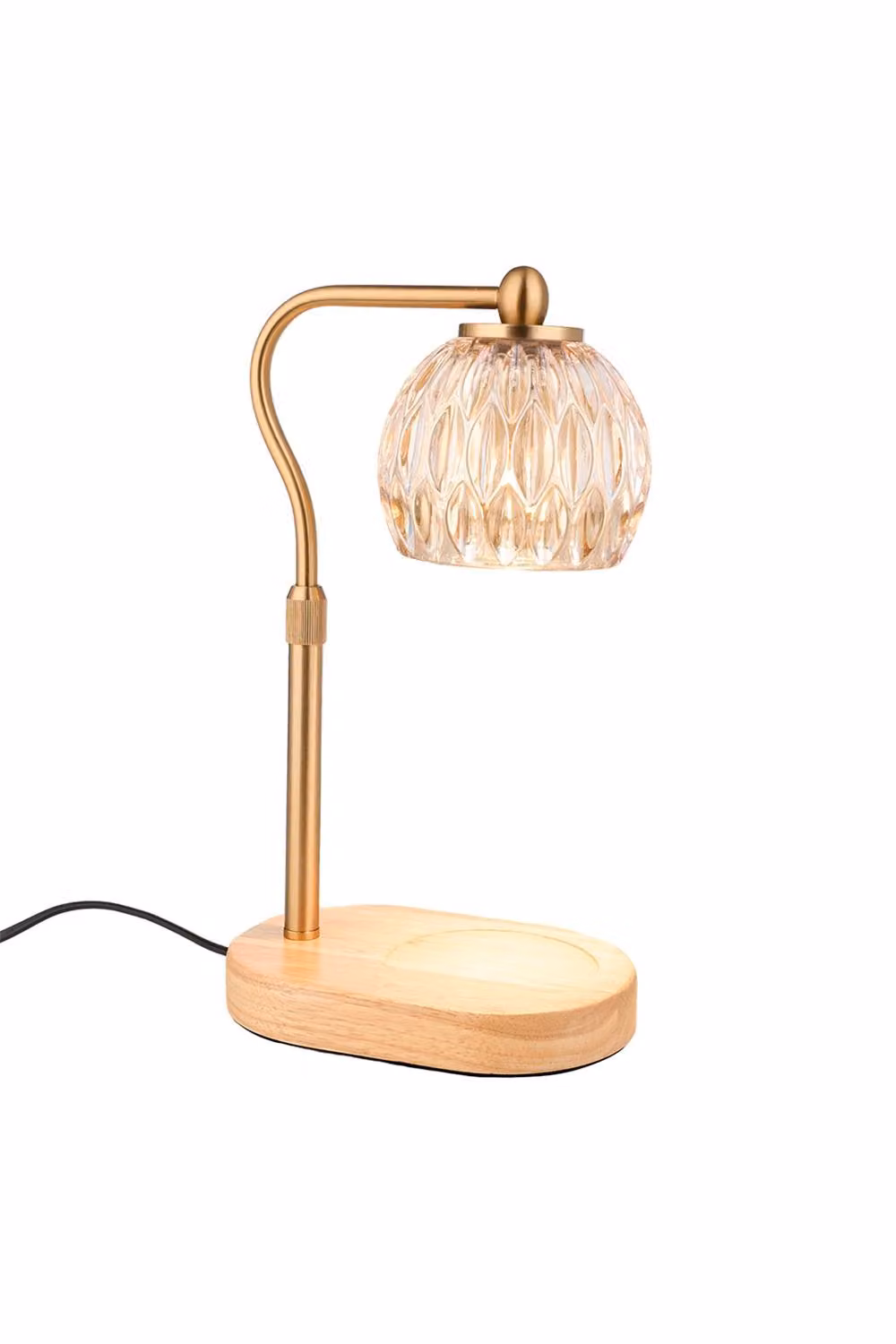 Living and Home Dimmable Candle Warmer Lamp with Timer in Gold and Transparent Glass – 2