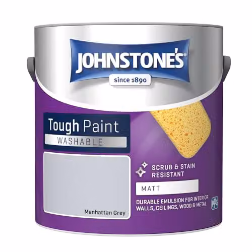 Johnstone's Manhattan Grey Matt Emulsion Paint, Water Based and Low Emission, 2.5L – 1