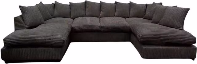 Bliss Furniture Jumbo Cord U-Shaped Scatter Back Sofa in Black with Removable Covers and Scatter Cushions – 6