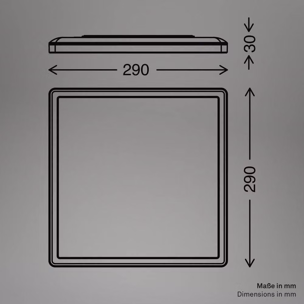Briloner Modern Square LED Ceiling Light, White, W/D/H: 29 x 29 x 3 cm – 6