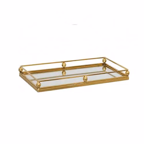 Melody Maison Gold Rectangular Mirrored Tray W: 36.0 cm, D: 22.0 cm, H: 5.5 cm – 2