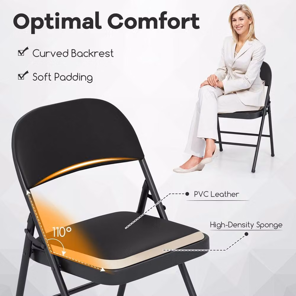 KORVIXA Stackable Folding Chair in Black for Indoor and Outdoor Use – 3