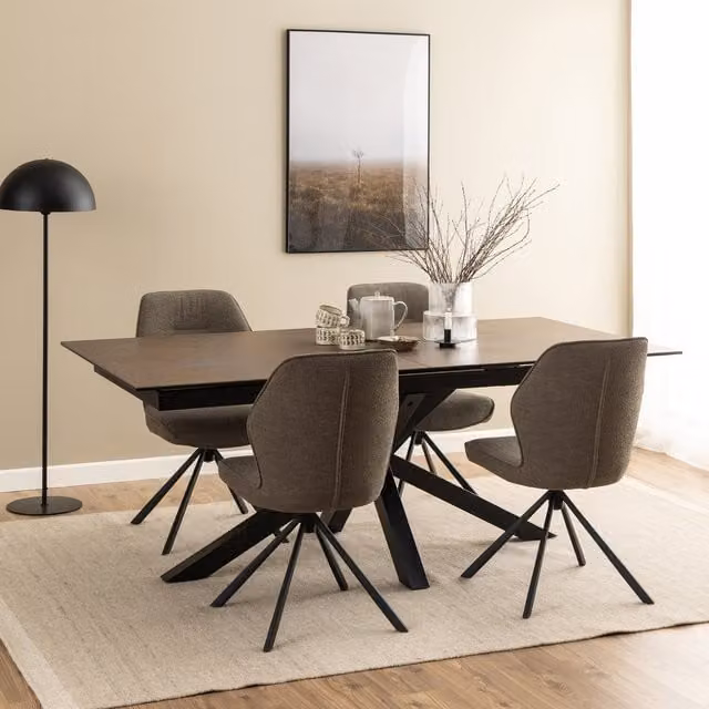 Furniture To Go Heaven Extendable Rectangular Dining Table in Brown and Black with Industrial X-Frame Design
