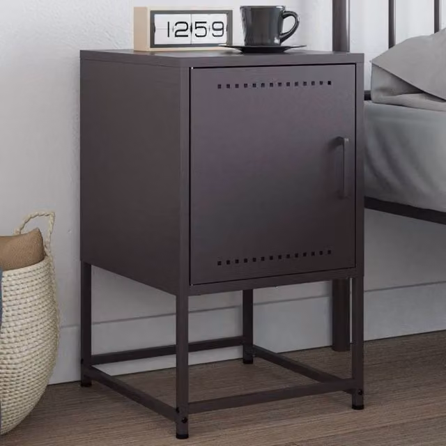 Berkfield Home Black Metal Bedside Cabinet W/D/H: 36 x 39 x 60.5 cm – 1