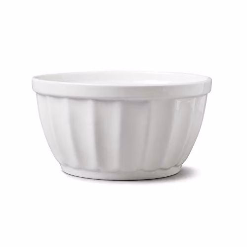 WM Bartleet & Sons 1750 T470 Traditional Porcelain Large Fluted Kitchen Serving Bowl, 1.2 l – White