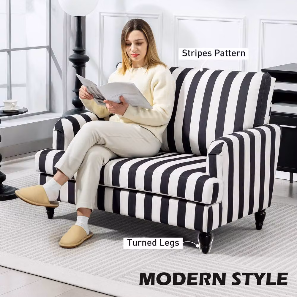 STILVORA Black Velvet Cuddle Chair with Armrests and Rubberwood Legs – 5