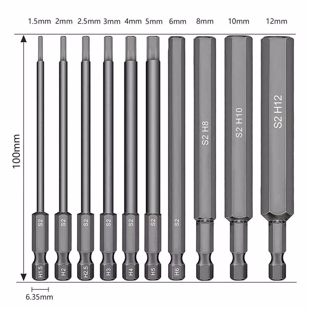 Havendro 10-Piece Metric Hex Screwdriver Bit Set in Silver, S2 Alloy Steel – 2
